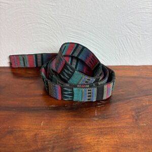 Bison Designs Woven Belt Multi Color Geometric Pattern Black Buckle Large